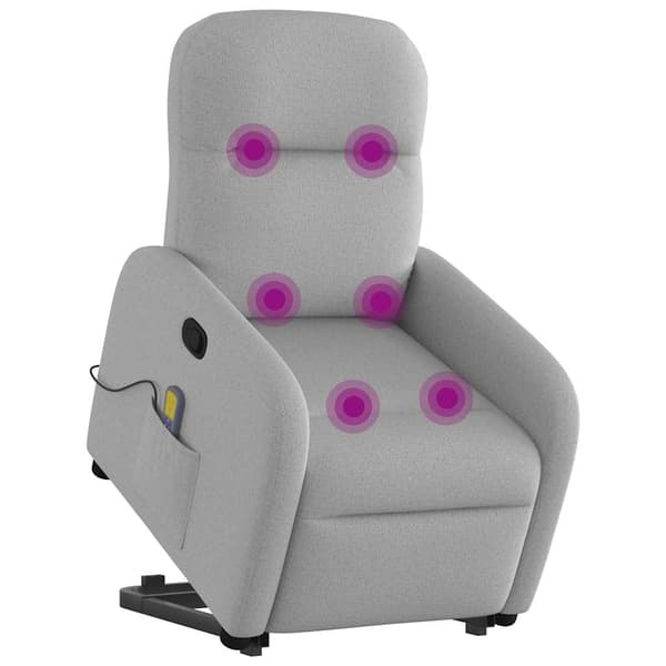 vidaXL Lyftbar massagefåtölj, grå, tyg