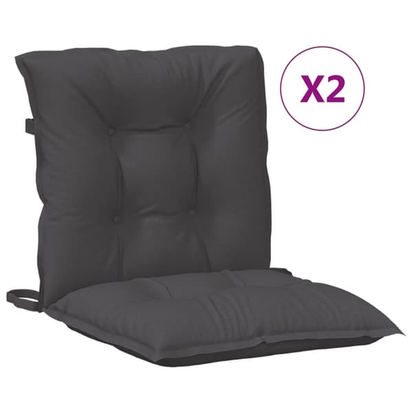 vidaXL Lågryggsdynor, 2 st, Antracitmelerad
