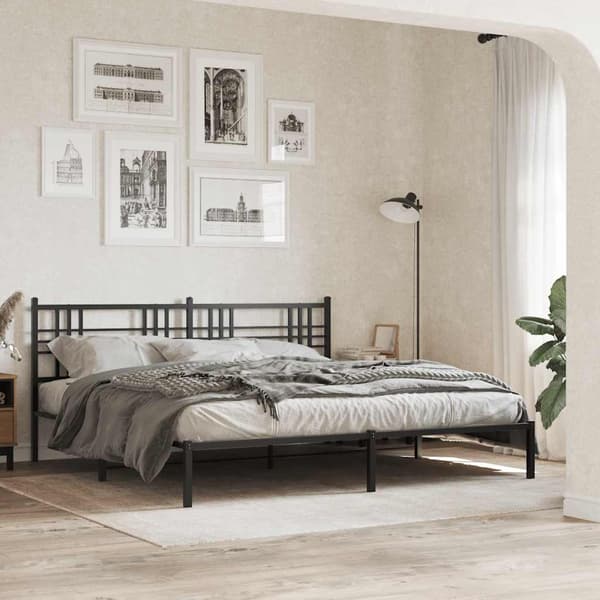 vidaXL metalsengegavl, sort, 193 cm