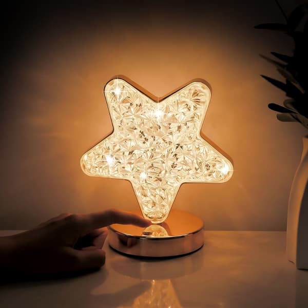 krystal natlampe LED stjerne bordlampe