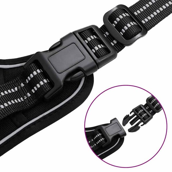 vidaXL hundesele med reflekterende striber, justerbar, sort, M