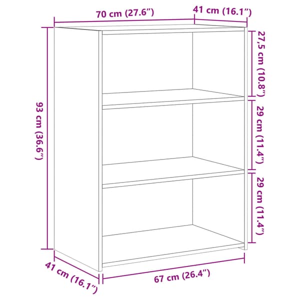 vidaXL skab, sort, 70x41x93 cm, træbaseret materiale