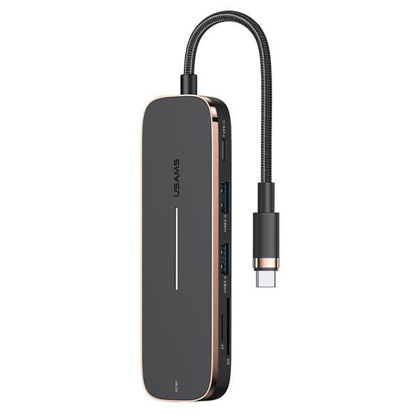 USAMS HUB Adapter 2xUSB + USB-C + HDMI + Micro SD + SD sort