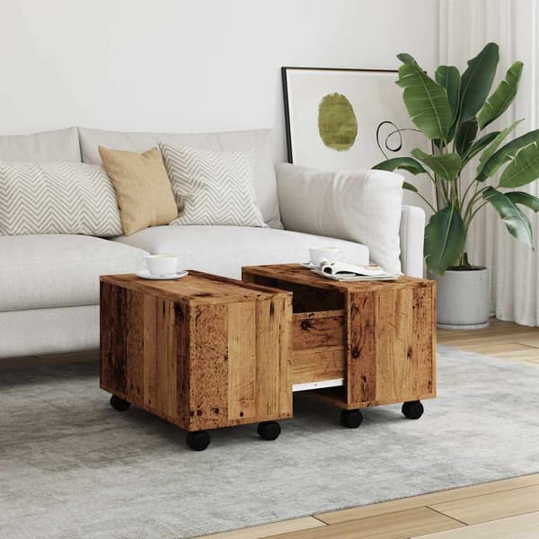 vidaXL sofabord, antik træ, 60x60x38 cm, spånplade