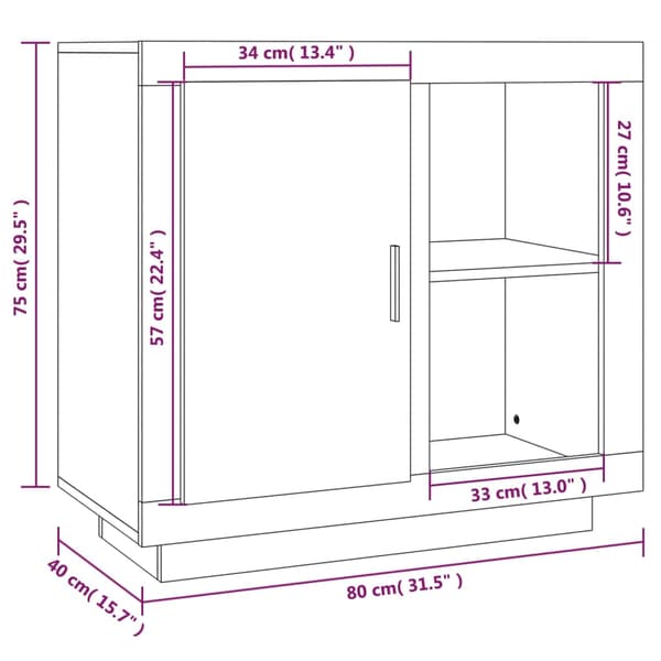 vidaXL skab røget eg 80x40x75 cm