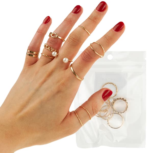 TG66796 RINGSÆT MED GULD BOHO RETRO RINGE