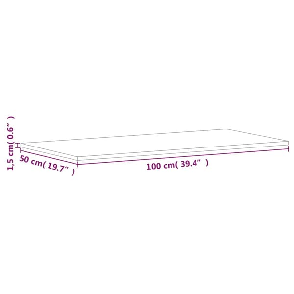 vidaXL bordplade 100x50x1,5 cm rektangulær massiv bøgetræ