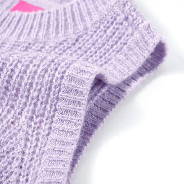 Børne strikket sweatervest, lys lilla, 128
