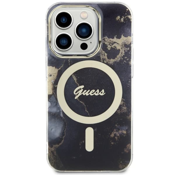 Guess Golden Marble MagSafe-etui til iPhone 14 Pro Max, sort