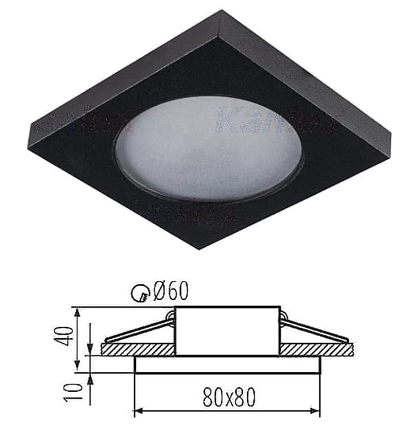 LED loftspot til badeværelset hermetisk GU10 10W sort KANLUX