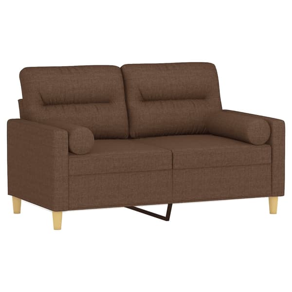 vidaXL 2-sitssoffa med kuddar, brun, 120 cm, tyg