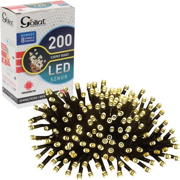Julely-belysning 200 LED med 8-funktionsprogrammering, varmhvid, udendørs