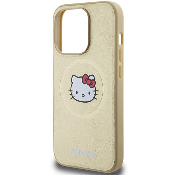 Hello Kitty Læder Kitty Hoved MagSafe Etui til iPhone 13 Pro / 13, Guld