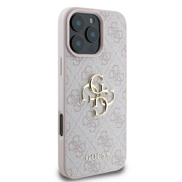 Guess 4G stort logo-cover til iPhone 16 Pro, lyserød