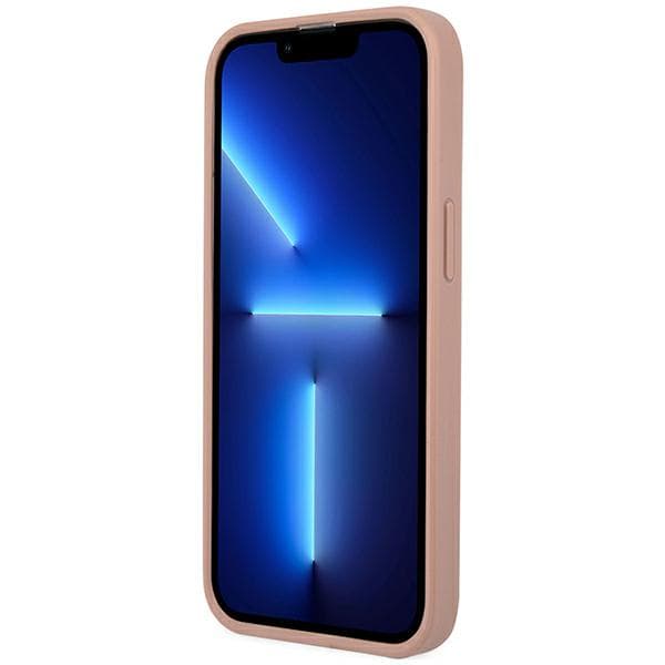 Guess Saffiano Triangle Logo-cover til iPhone 14 Pro, lyserød