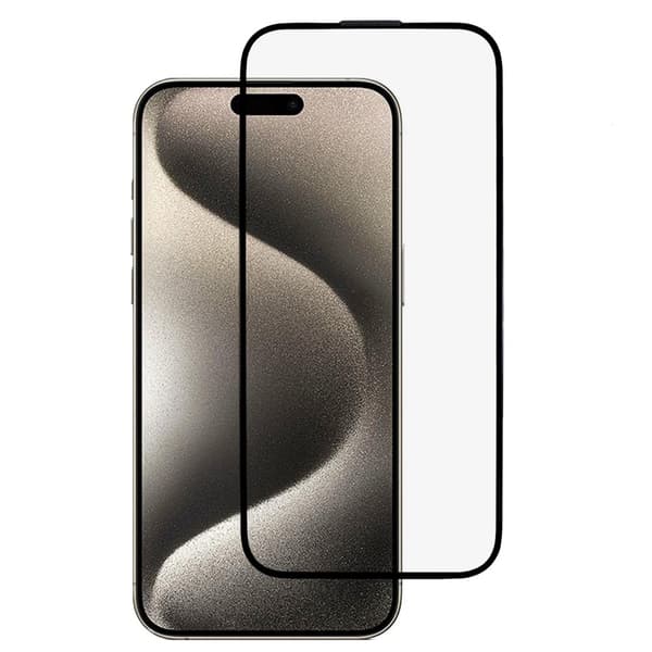 3D-härdat glas för iPhone 15 Plus, med högtalarskydd, svart