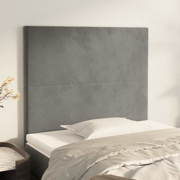 vidaXL Sänggavel, 2 st, ljusgrå, 90x5x78/88 cm, sammet