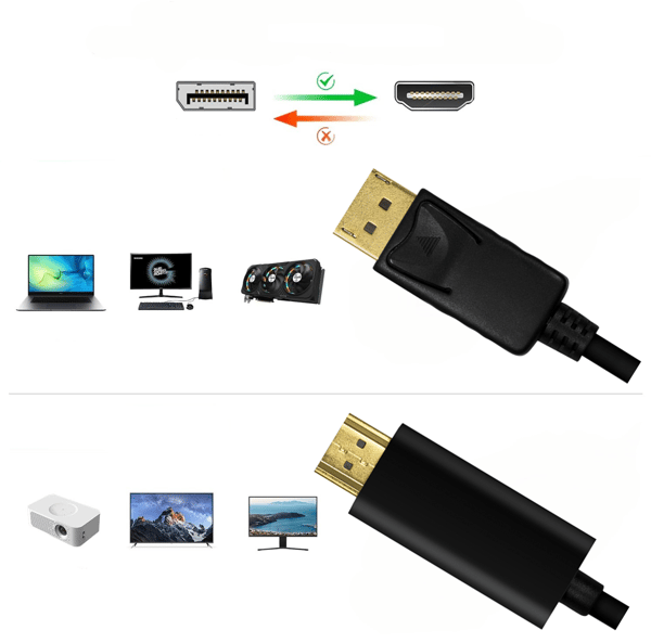Logilink DisplayPort-kabel, DP/M til HDMI-A/M, 4K/30 Hz, sort, 1 m