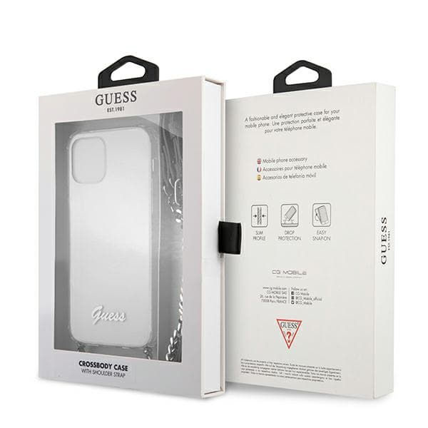 Guess 4G sølvkæde-etui til iPhone 12/12 Pro, gennemsigtig
