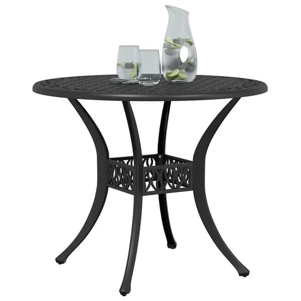 vidaXL havebord sort Ø90x75 cm støbt aluminium
