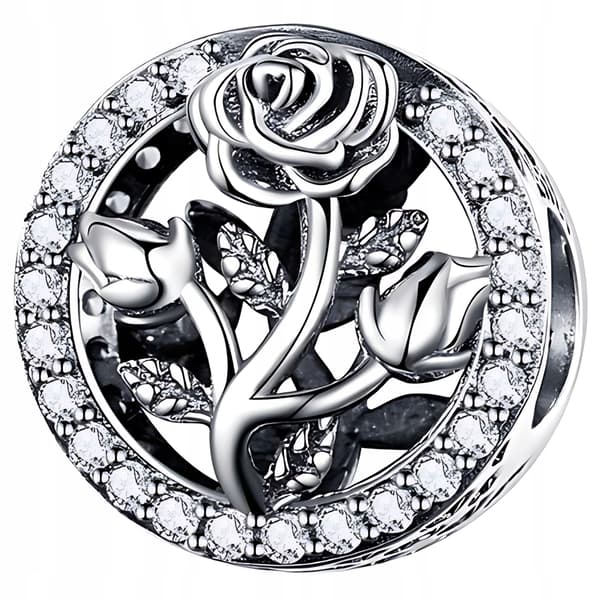 Rosberlocker silver 925 silver rosblomma pärlhänge berlocker pr 925