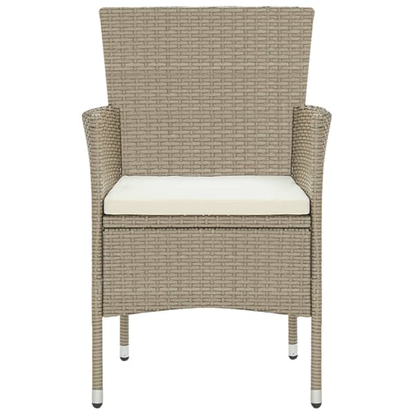 vidaXL 3-delad trädgårdsloungegrupp i polyrotting, beige