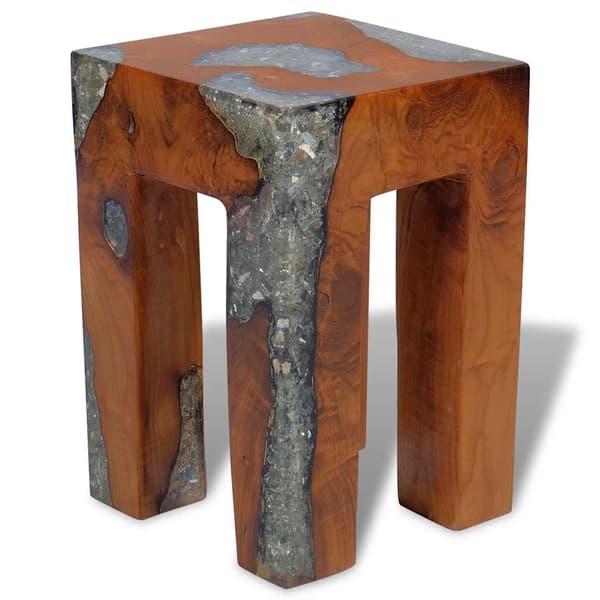 vidaXL Pall massiv teak och harts