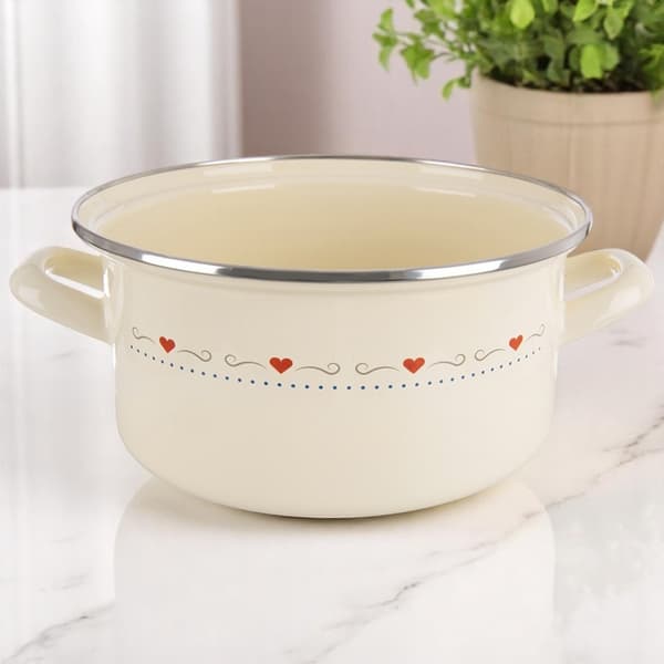 Krämfärgad emaljkruka TONCA 24 cm, 4 l