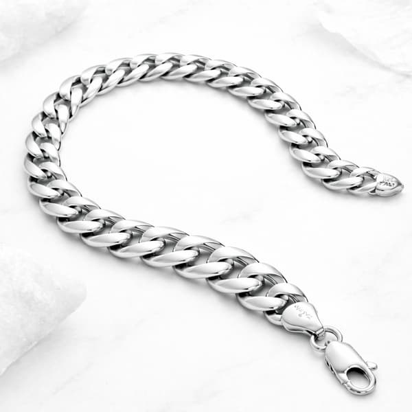 SØLV Herrearmbånd TYK 10mm 925 SØLV Diamant Gave