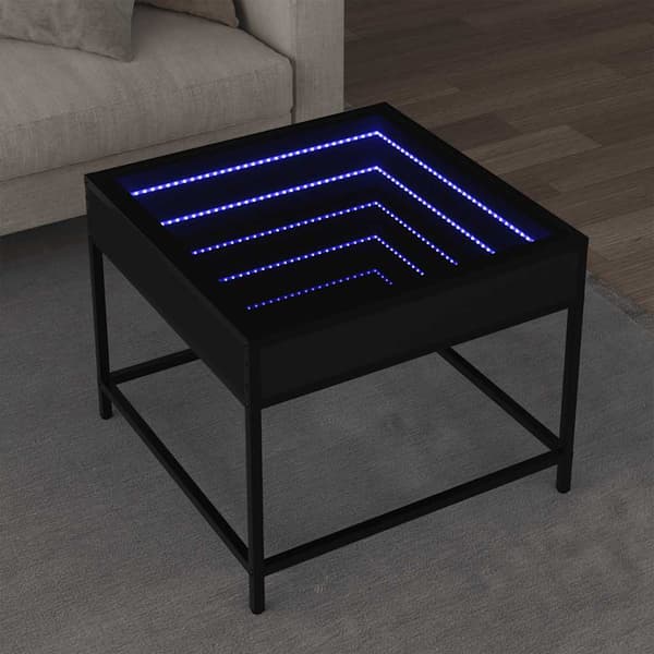 vidaXL Infinity LED sofabord sort 50x50x41 cm