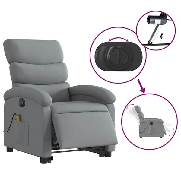 vidaXL Elektrisk lyftande massagefåtölj ljusgrå