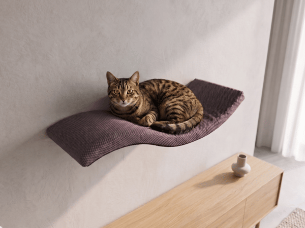 Wave metall katthylla 95cm asymmetrisk höger mörk choklad