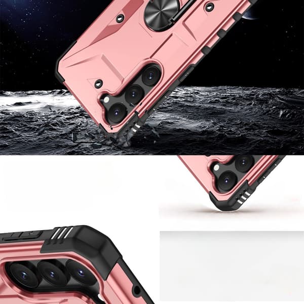 Pansret cover til Samsung Galaxy S23, med ring, rosaguld