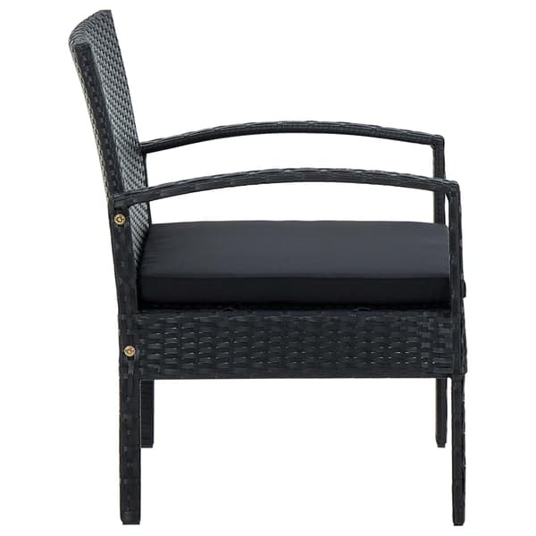 vidaXL havestol i polyrattan med hynde, sort