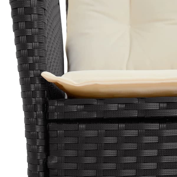 vidaXL havestol med hynder, sort polyrattan