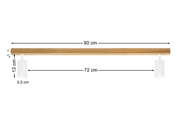 Moderne hvid lampe - 2 x GU10 - L=90 cm