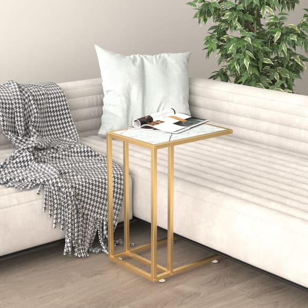 vidaXL computer sidebord hvid marmor 50x35x65 cm