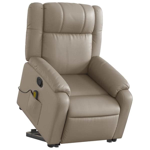 vidaXL Lyftbar, vilfåtölj med massagefunktion, Cappuccino, PU-läder