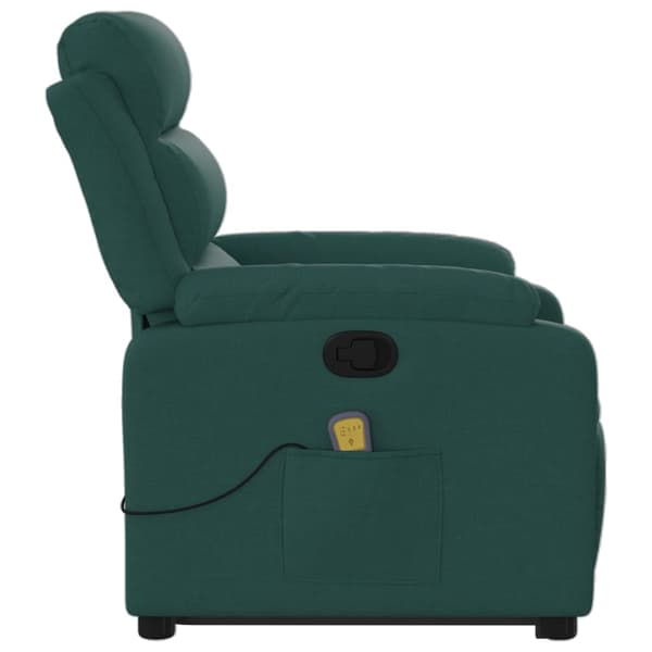 vidaXL Lyftbar massagefåtölj mörkgrön tyg