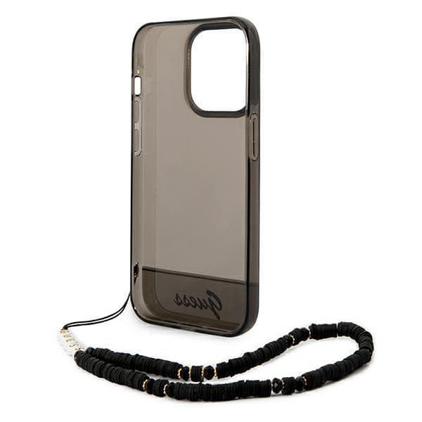 Guess läpikuultava helmiäisranneke iPhone 14 Prolle, musta