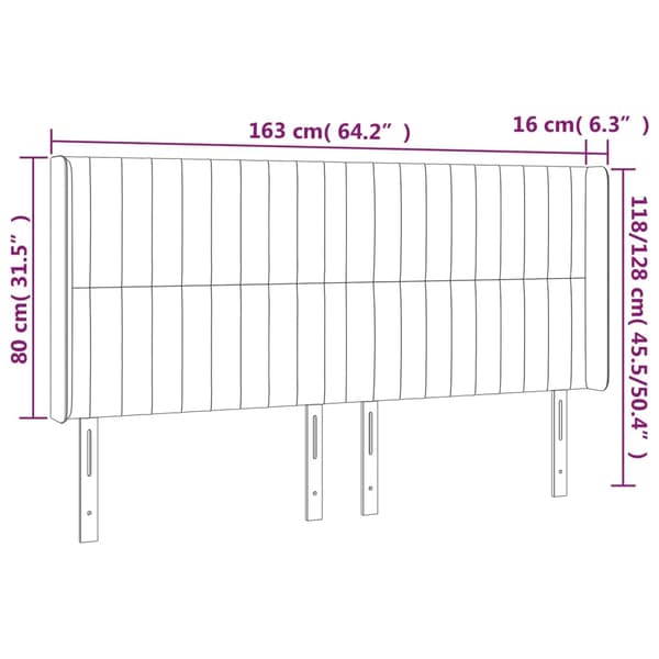 vidaXL Vingad nackstöd mörkgrå 163x16x118/128 cm tyg