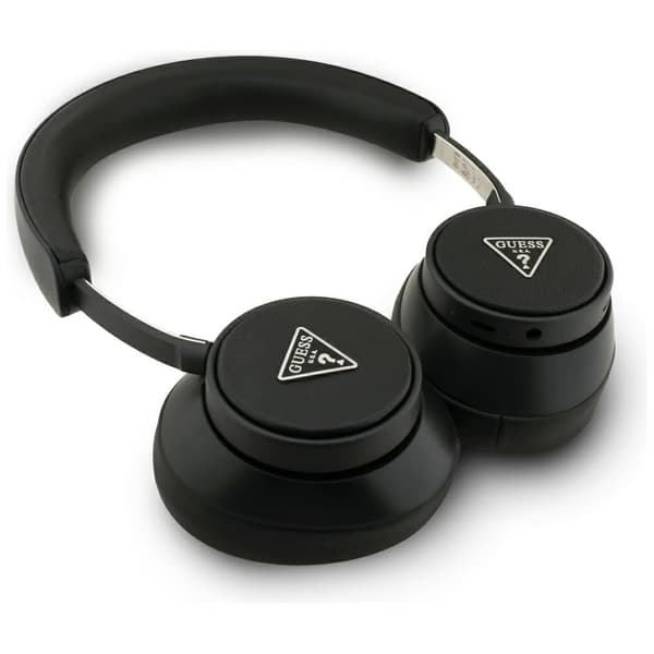 Guess Bluetooth ENC Saffiano Triangle Logo -kuulokkeet, mustat