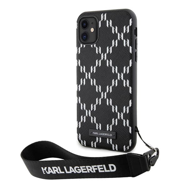 Karl Lagerfeld Monogram Losange Saffiano-etui til iPhone 11 / Xr, sort