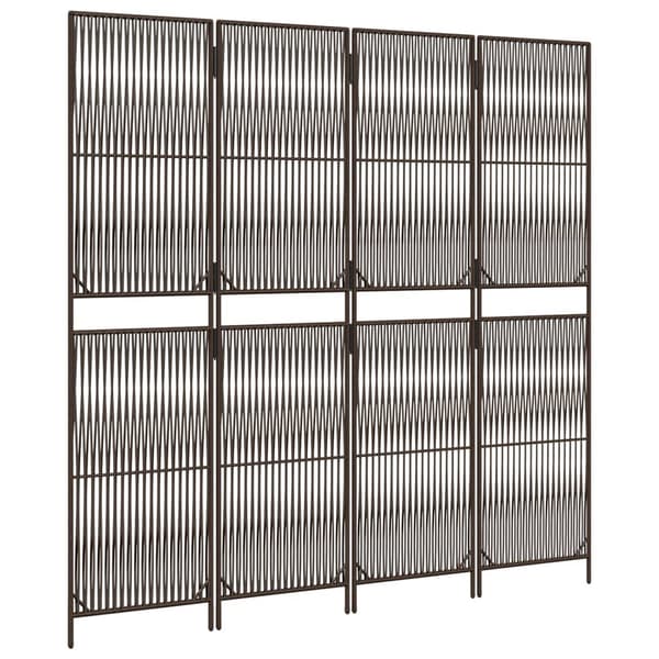 vidaXL 4-panels brun polyrattanskærm