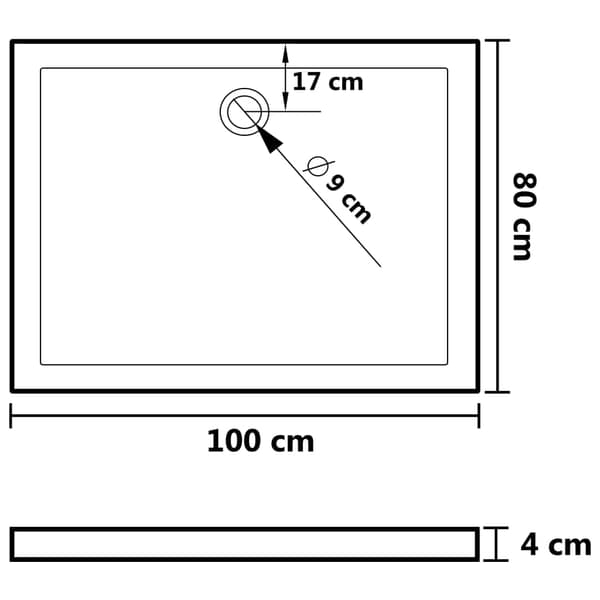 vidaXL Duschkar med knoppar vit 80x100x4 cm ABS