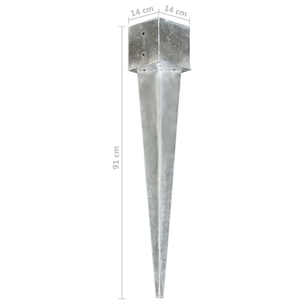vidaXL Markpinnar, 6 st, Silver, 14x14x91 cm, Stål