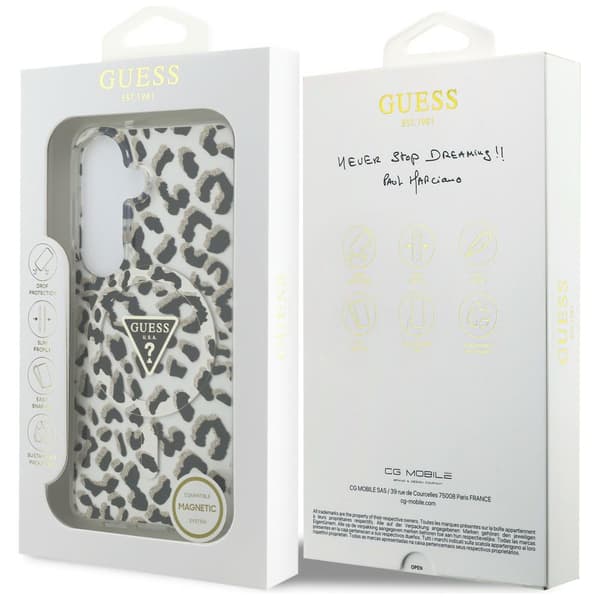 Guess IML Leopard Print Triangle MagSafe-etui til Galaxy S26, sort