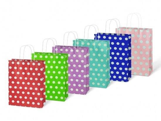 Kraft gavepose 210x270x110 prikker blandet