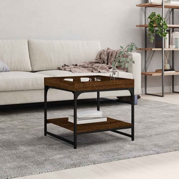 vidaXL sofabord brunt egetræ 49,5x49,5x45 cm