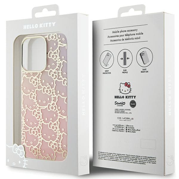 Hello Kitty IML Gradient Electrop Crowded Kitty Head-skal till iPhone 13 Pro Max, rosa